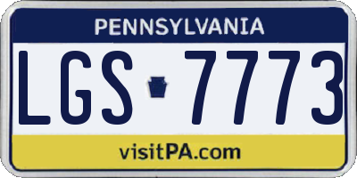 PA license plate LGS7773