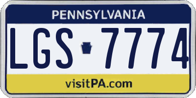 PA license plate LGS7774