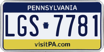 PA license plate LGS7781