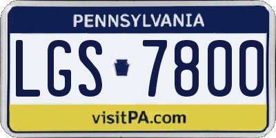 PA license plate LGS7800