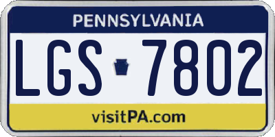 PA license plate LGS7802