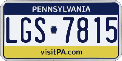 PA license plate LGS7815