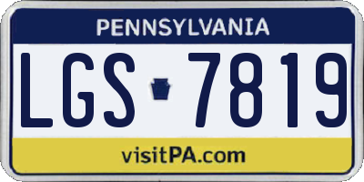PA license plate LGS7819
