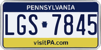 PA license plate LGS7845