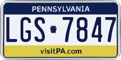 PA license plate LGS7847