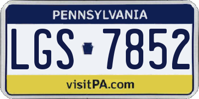 PA license plate LGS7852