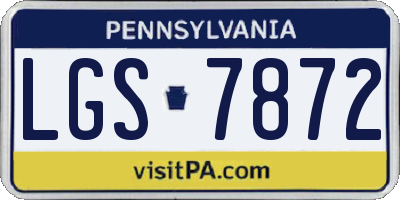 PA license plate LGS7872