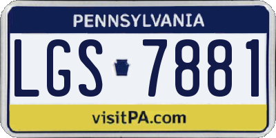 PA license plate LGS7881