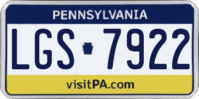 PA license plate LGS7922
