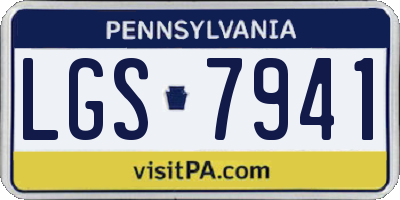 PA license plate LGS7941