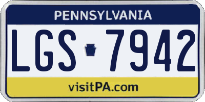 PA license plate LGS7942