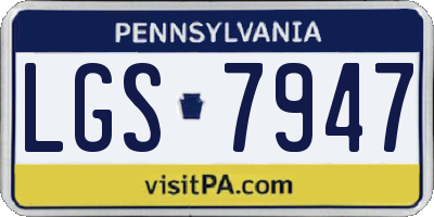 PA license plate LGS7947