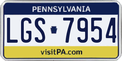 PA license plate LGS7954