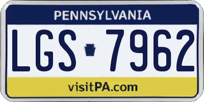 PA license plate LGS7962