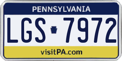 PA license plate LGS7972