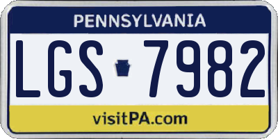 PA license plate LGS7982