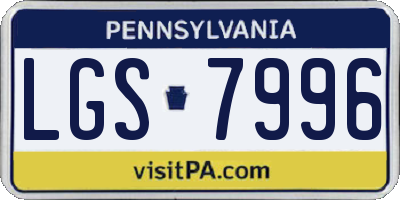 PA license plate LGS7996