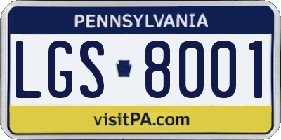 PA license plate LGS8001