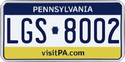 PA license plate LGS8002