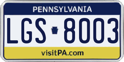 PA license plate LGS8003