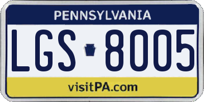 PA license plate LGS8005