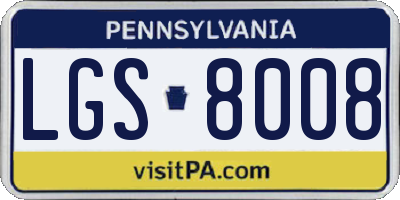 PA license plate LGS8008