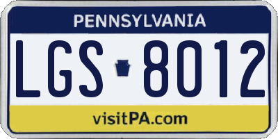 PA license plate LGS8012
