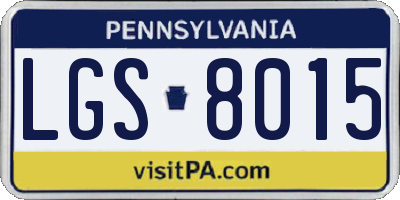 PA license plate LGS8015