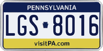 PA license plate LGS8016