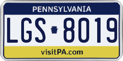 PA license plate LGS8019