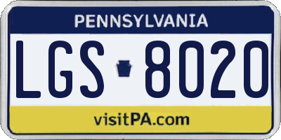 PA license plate LGS8020