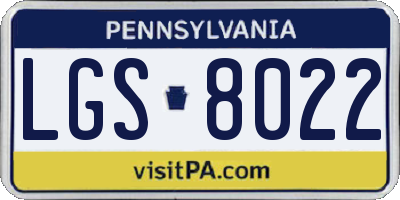 PA license plate LGS8022