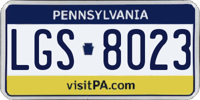 PA license plate LGS8023