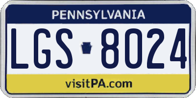 PA license plate LGS8024