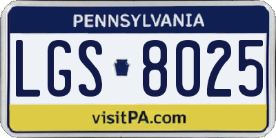 PA license plate LGS8025