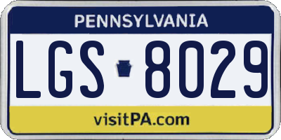 PA license plate LGS8029