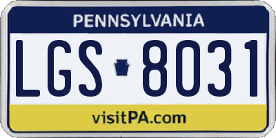 PA license plate LGS8031