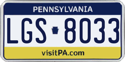 PA license plate LGS8033