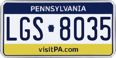 PA license plate LGS8035