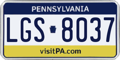 PA license plate LGS8037