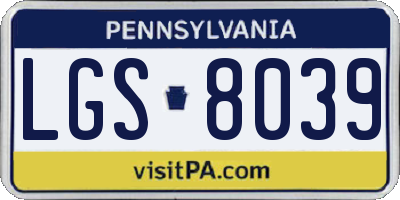 PA license plate LGS8039