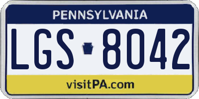 PA license plate LGS8042