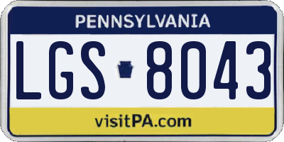PA license plate LGS8043