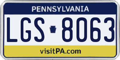 PA license plate LGS8063