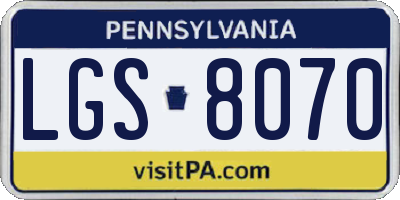 PA license plate LGS8070