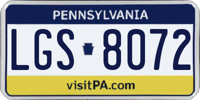 PA license plate LGS8072