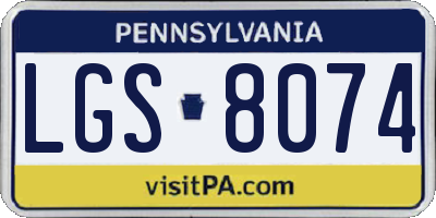 PA license plate LGS8074