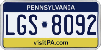 PA license plate LGS8092