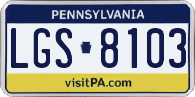 PA license plate LGS8103