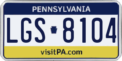 PA license plate LGS8104